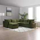 Moda Corner Modular Sofa with Chaise, Olive Velvet