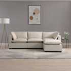 Moda 3 Seater Modular Sofa with Chaise, Natural Boucle