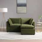 Moda 2 Seater Modular Sofa with Chaise, Olive Velvet