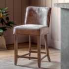 Thane Set of 2 Bar Stools, Brown Leather