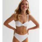 ONLY Off White Textured Knot Bikini Top