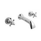 Hudson Reed White Topaz With Crosshead & Domed Collar 3 Tap Hole Wall Mounted Basin Mixer - Chrome