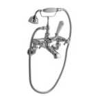 Hudson Reed White Topaz With Crosshead & Domed Collar Wall Mounted Bath Shower Mixer - Chrome / White
