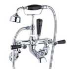 Hudson Reed Black Topaz With Lever Wall Mounted Bath Shower Mixer - Chrome / Black