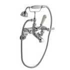 Hudson Reed White Topaz With Lever & Domed Collar Wall Mounted Bath Shower Mixer - Chrome / White