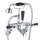 Hudson Reed Black Topaz With Lever & Domed Collar Wall Mounted Bath Shower Mixer - Chrome / Black