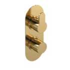 Nuie Twin Thermostatic Round Valve - Brushed Brass