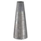 Premier Housewares Embra Ceramic Flower Conical Vase in Grey/Silver Finish - Large