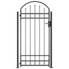 vidaXL Fence Gate w/ Arched Top And 2 Posts 105X204cm Black