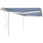 vidaXL Manual Retractable Awning With Led 4X3.5 M Blue And White