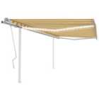 vidaXL Manual Retractable Awning With Led 4.5X3.5 M Yellow And White