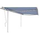 vidaXL Manual Retractable Awning With Posts 4.5X3 M Blue And White