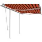 vidaXL Manual Retractable Awning With Posts 3X2.5 M Orange And Brown