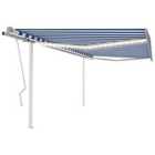 vidaXL Manual Retractable Awning With Led 4X3 M Blue And White