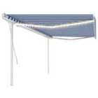 vidaXL Manual Retractable Awning With Led 5X3 M Blue And White