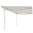 vidaXL Manual Retractable Awning With Posts 5X3.5 M Cream