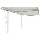 vidaXL Manual Retractable Awning With Posts 4.5X3 M Cream