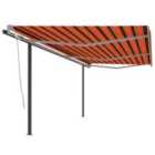 vidaXL Manual Retractable Awning With Posts 6X3 M Orange And Brown