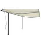 vidaXL Manual Retractable Awning With Posts 4.5X3.5 M Cream