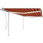 vidaXL Manual Retractable Awning With Led 4X3 M Orange And Brown