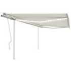 vidaXL Manual Retractable Awning With Led 4.5X3.5 M Cream