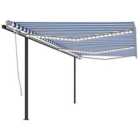 vidaXL Manual Retractable Awning With Led 6X3 M Blue And White