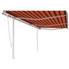 vidaXL Manual Retractable Awning With Posts 6X3 M Orange And Brown