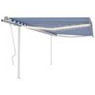 vidaXL Manual Retractable Awning With Led 4.5X3.5 M Blue And White