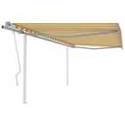 vidaXL Manual Retractable Awning With Posts 4.5X3 M Yellow And White