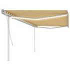 vidaXL Manual Retractable Awning With Led 5X3.5 M Yellow And White