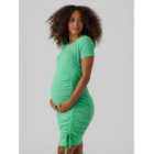 Mamalicious Maternity Green Ribbed Ruched Mini Dress