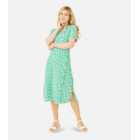 Mela Green Floral Short Sleeve Wrap Midi Dress