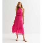 VILA Mid Pink Tiered Halter Midi Dress