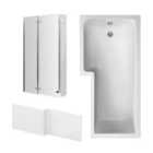 Square L Shape Shower Bath Bundle with Left Hand Tub, Double Hinged Screen, Return & Front Panel - 1700mm - Chrome - Balterley