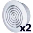 Awenta 45mm Diameter Hole 2x White Round Door Air Vent Grille Woodwork Furniture