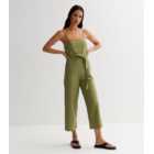 Olive Strappy Wide Leg Jumpsuit