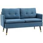 HOMCOM 2 Seater Sofas With Button Tufted Cushions Fabric Loveseat Dark Blue