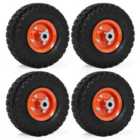 VonHaus Pneumatic Wheels 10 Inch Pack of 4 - Heavy Duty Spare Replacement Universal Tyre Set for Wheelbarrows and Garden Carts