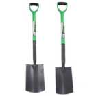 Garden Gardening Digging Spade and Border Spade Carbon Steel Blades 2pc Set
