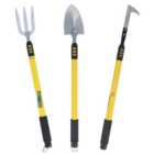 Garden Fork Weeder and Shovel with Telescopic Handles 25in to 37in Gardening 3pc
