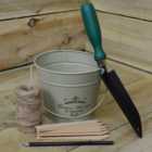 Gardening Tin Planter and Trowel Gift Set Present