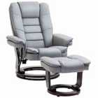 HOMCOM Swivel Manual Recliner and Footrest Set PU Leather Lounge Chair - Grey