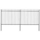vidaXL Garden Fence With Spear Top Steel 3.4X1.5 M Black