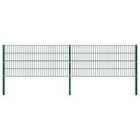 vidaXL Fence Panel With Posts Iron 3.4X0.8 M Green
