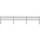 vidaXL Garden Fence With Spear Top Steel 5.1X0.6 M Black