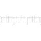 vidaXL Garden Fence With Spear Top Steel (0.5-0.75)x5.1 M Black