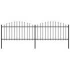 vidaXL Garden Fence With Spear Top Steel (1.25-1.5)x3.4 M Black