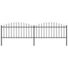 vidaXL Garden Fence With Spear Top Steel (0.5-0.75)x3.4 M Black