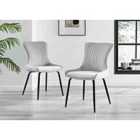 Furniture Box 2x Nora Light Grey Velvet Black Leg Dining Chairs