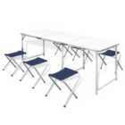 vidaXL Foldable Camping Table Set with 6 Stools Height Adjustable 180x60cm
